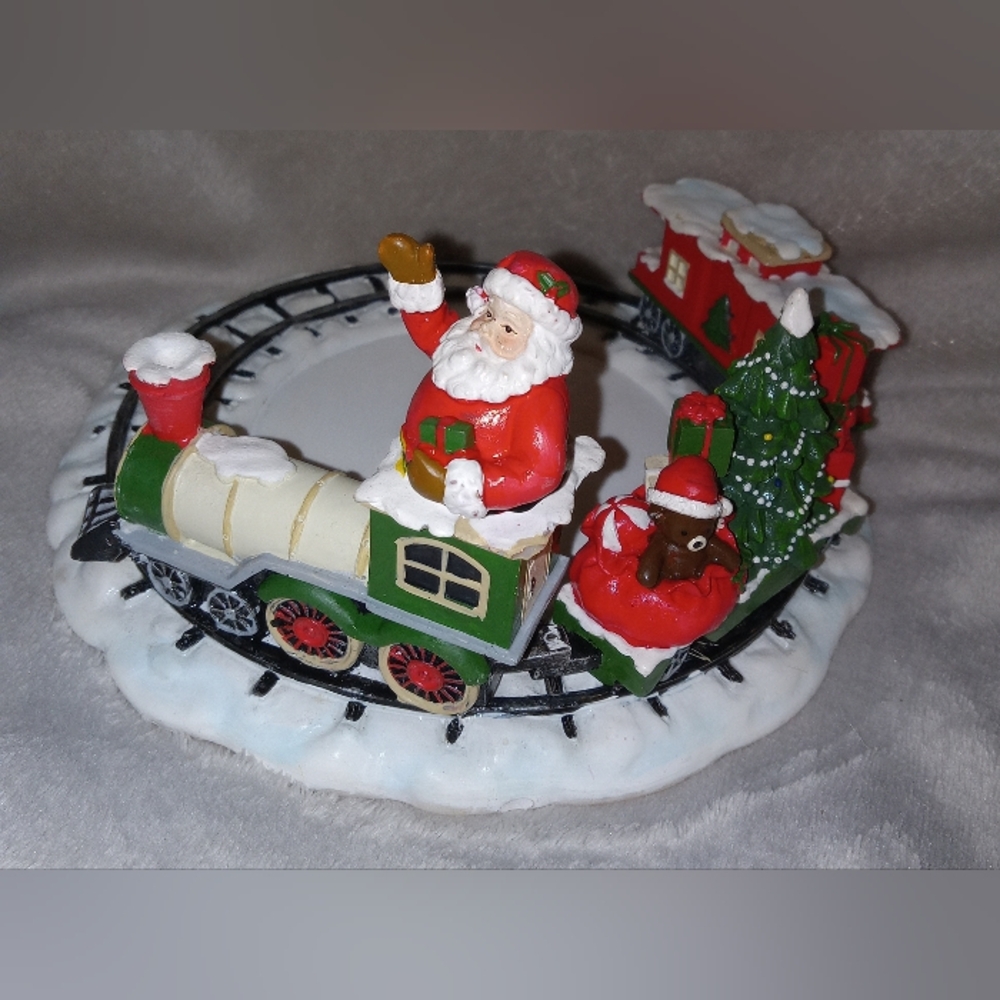 Santa Train candle plate